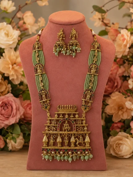 Temple Design Mint Green Beaded Haram